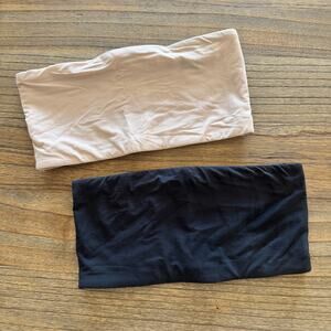 SKIMS White and Black Bandeau Bras